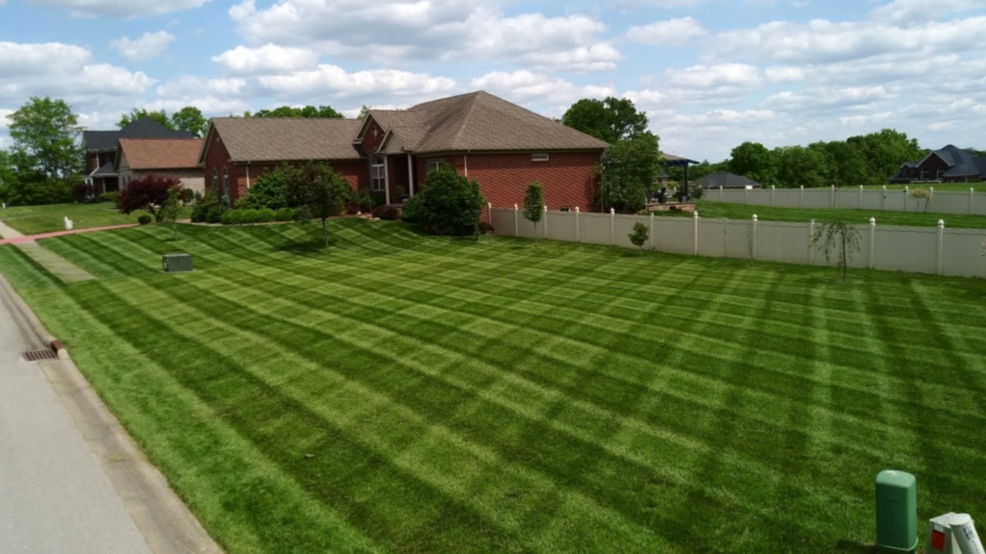 Lawn patterns added after mowing services in Clark County, IN.