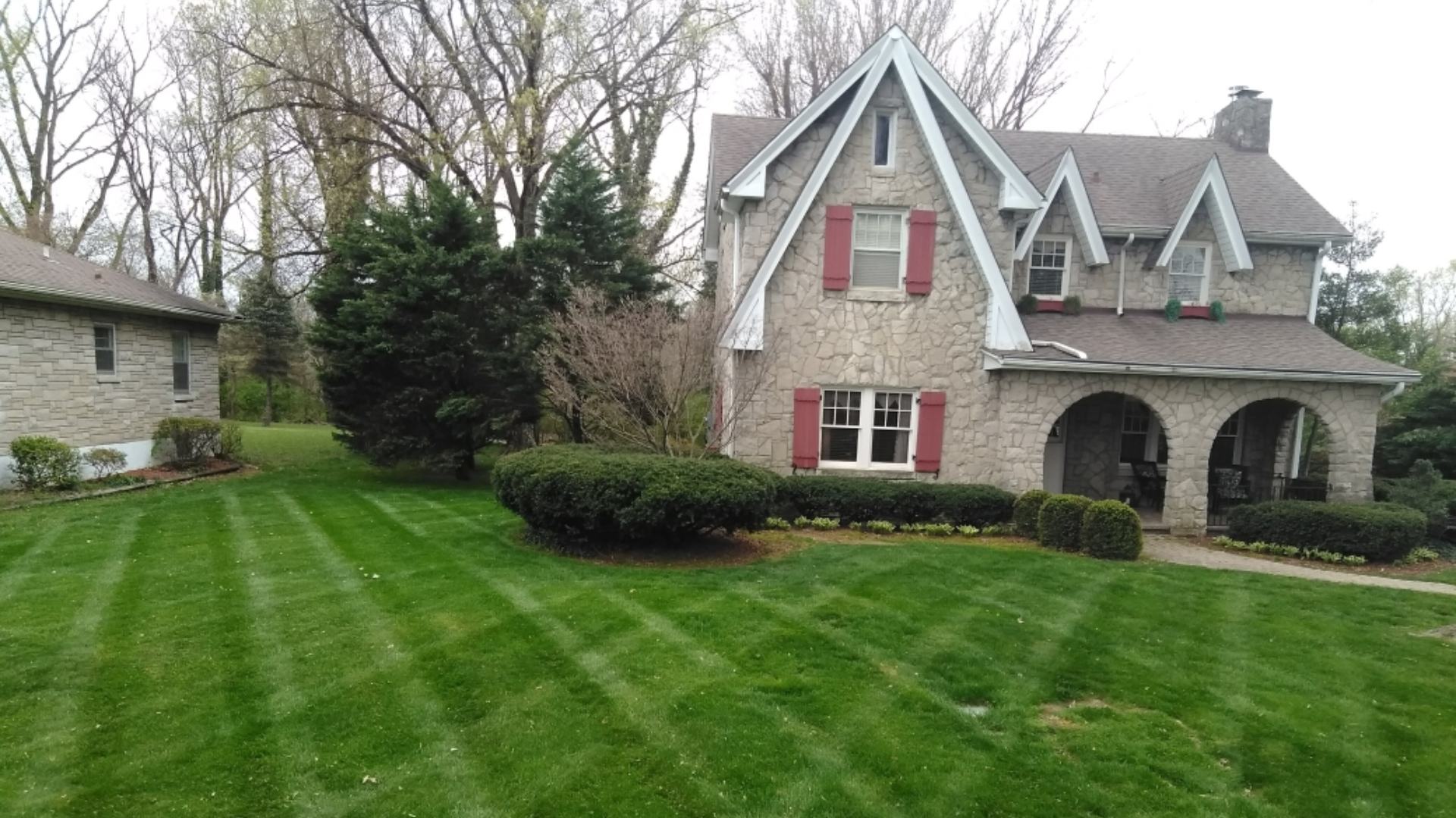 Freshly mowed lawn with patterns in Louisville, KY.