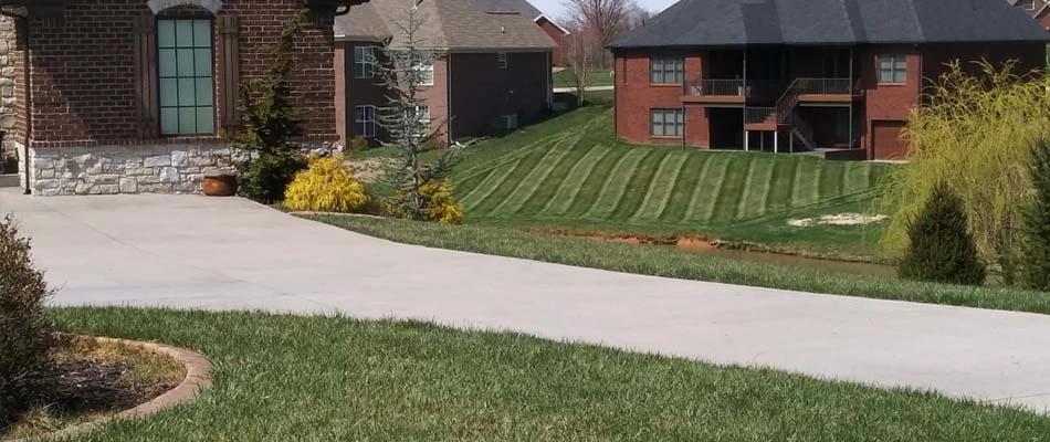 Clean lawn with mowing lines near New Albany, IN.
